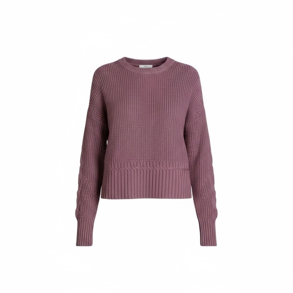 Design Story Womens Knit Sweater Sparkle Mauve Pink Pullover Round Neck Size S